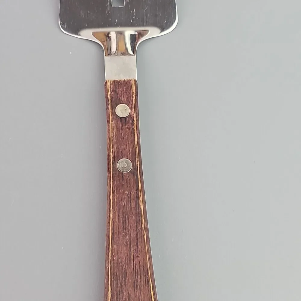 Vintage Sliding Cake Server Pies Cakes Stainless Steel Wood Handle Japan